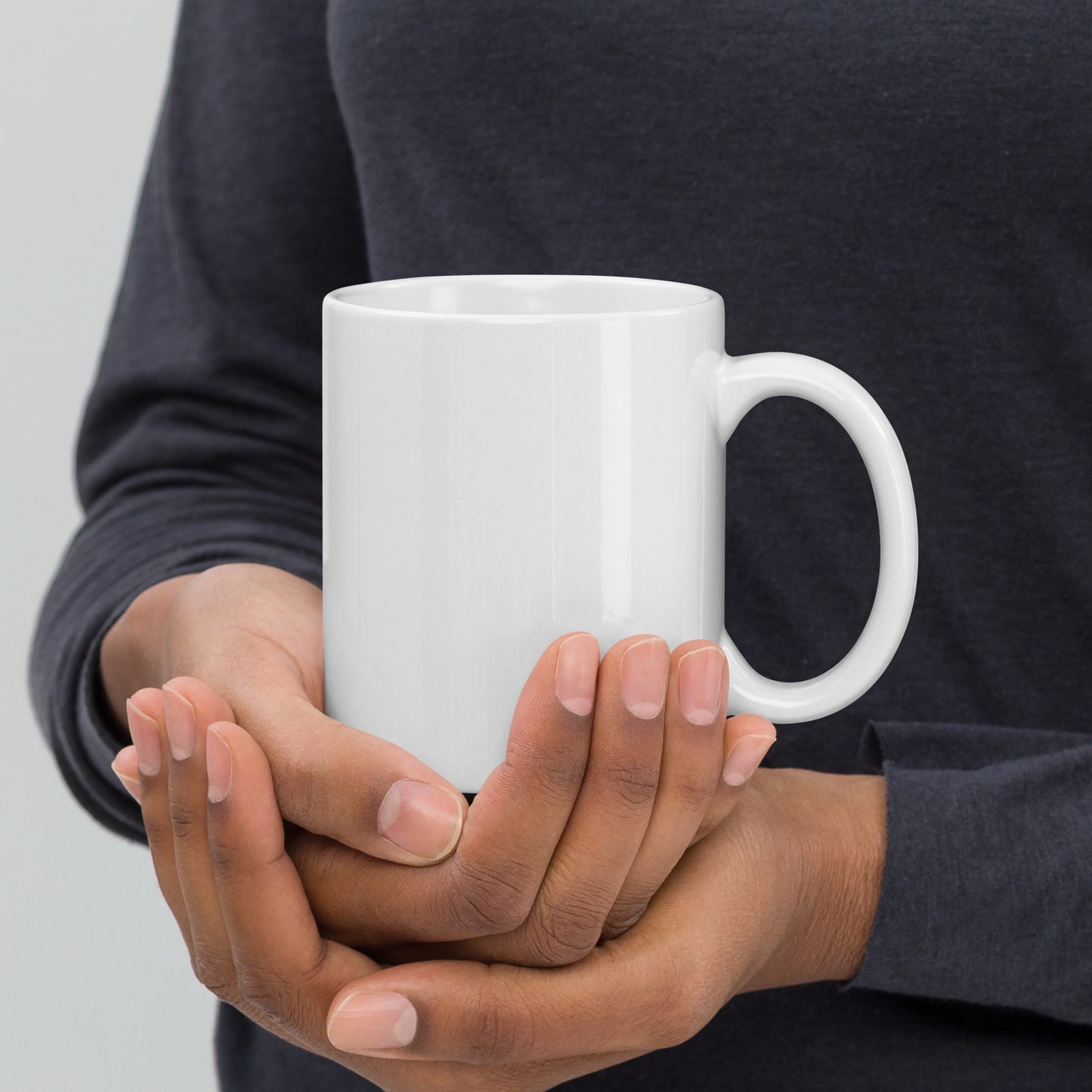 White glossy mug "Coffee in one hand, blunt in another"